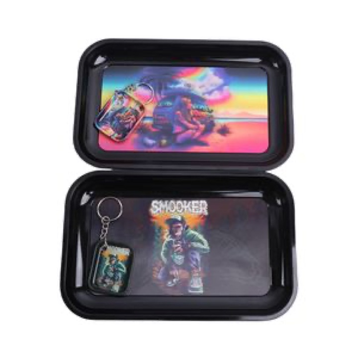 Custom Tin Box Round Metal Magnetic Rolling Tray wholesale product image