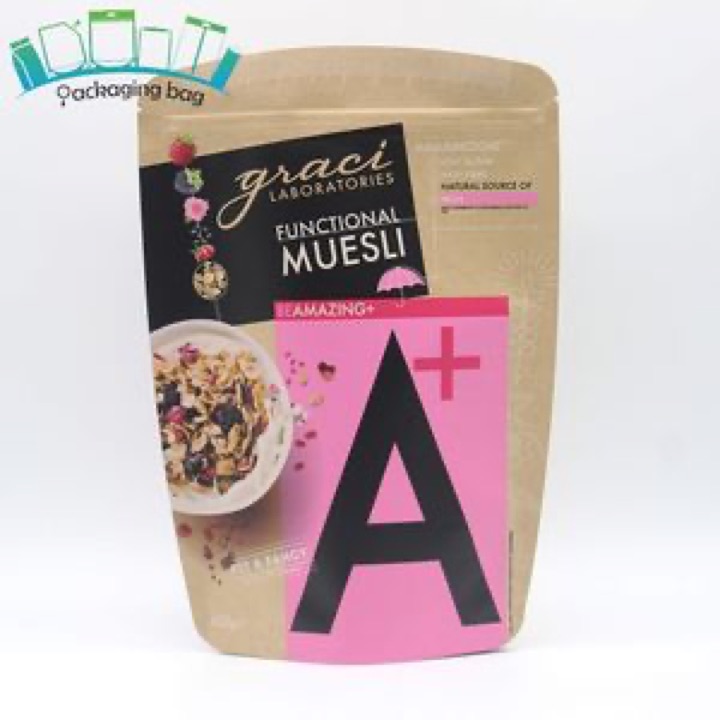 Waterproof Pouch Flat Bottom Kraft Paper Stand Window Personalized Plastic Food Bags wholesale product image
