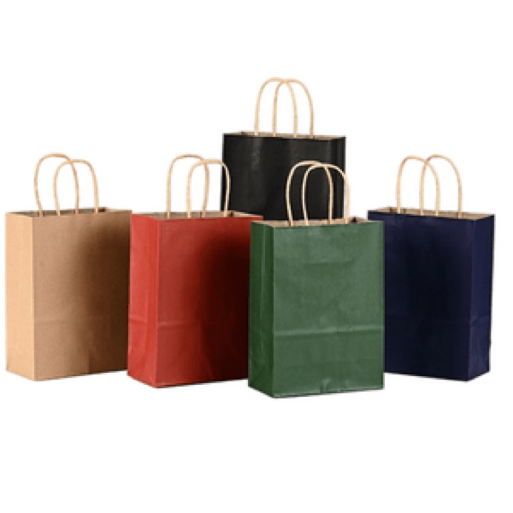 Custom Handle Cardboard Border Reusable Shoes Clothing Shopping Kraft Food Paper Bag wholesale product image
