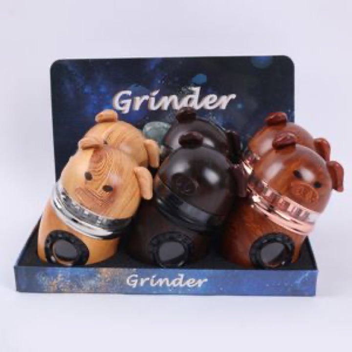 Charming Pig-Shaped Wood Grain Botanical Grinder for Collectors wholesale product image