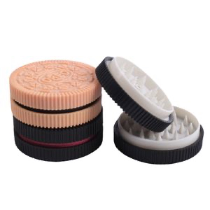 Plastic Botanical Grinder Wholesale 55mm Cookie Shape Biodegradable Botanical 2 Parts Manual Spice Grinder wholesale product image