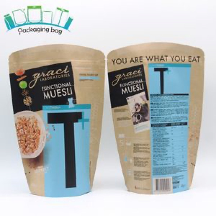 Food Grade Biodegradable Heat Seal Empty Stand up Zip Lock Kraft Paper Zipper Tea Packaging Bag wholesale product image