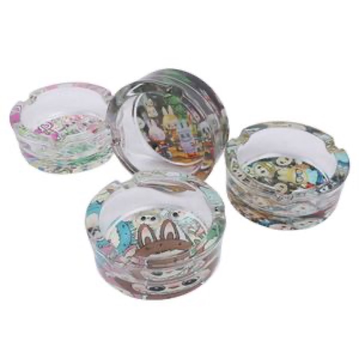 Personalized Logo Glass Ashtray - 8.5cm Round Design for Gifts wholesale product image
