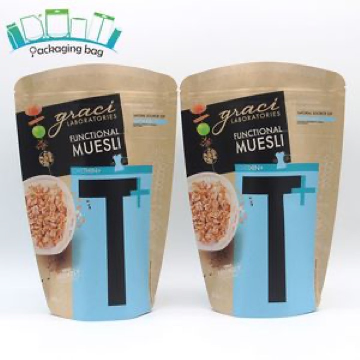 Custom Logo Window Resealable Zipper Plastic Food Kraft Brown Food Paper Bag for Snack wholesale product image